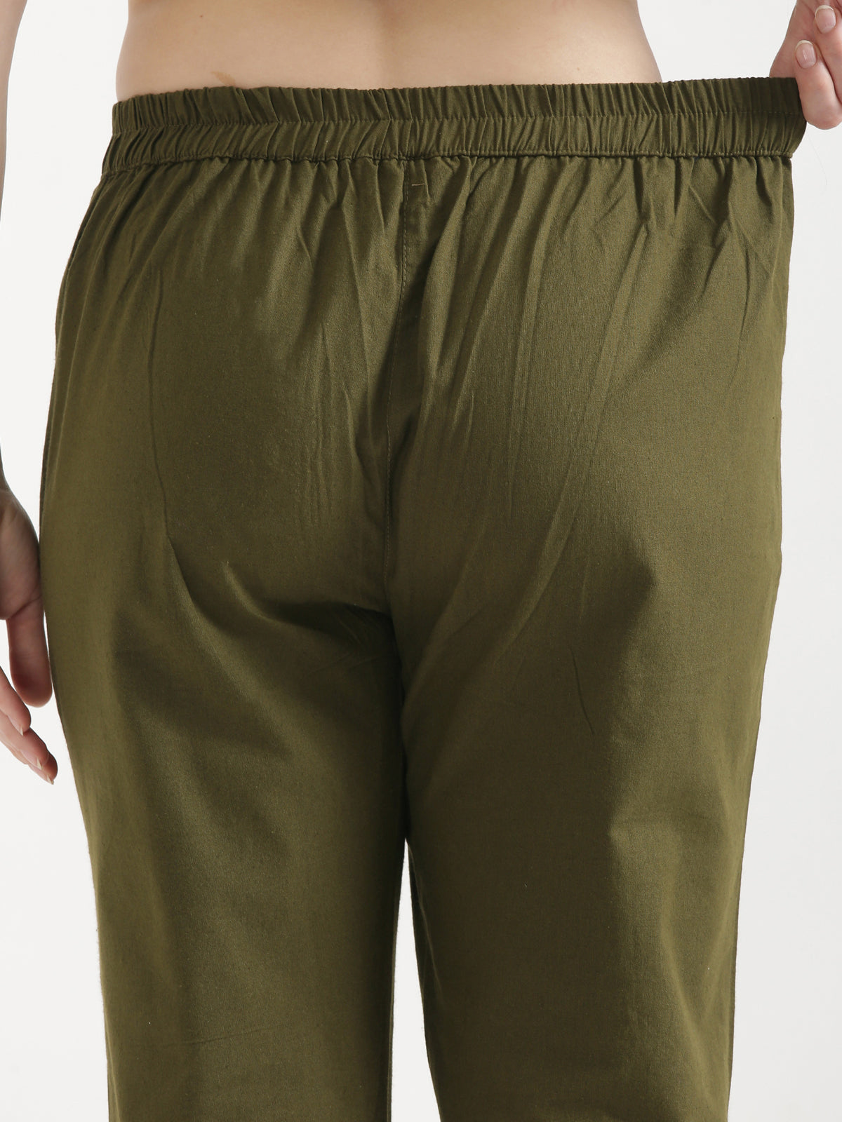 Women Olive Green Cotton Pant