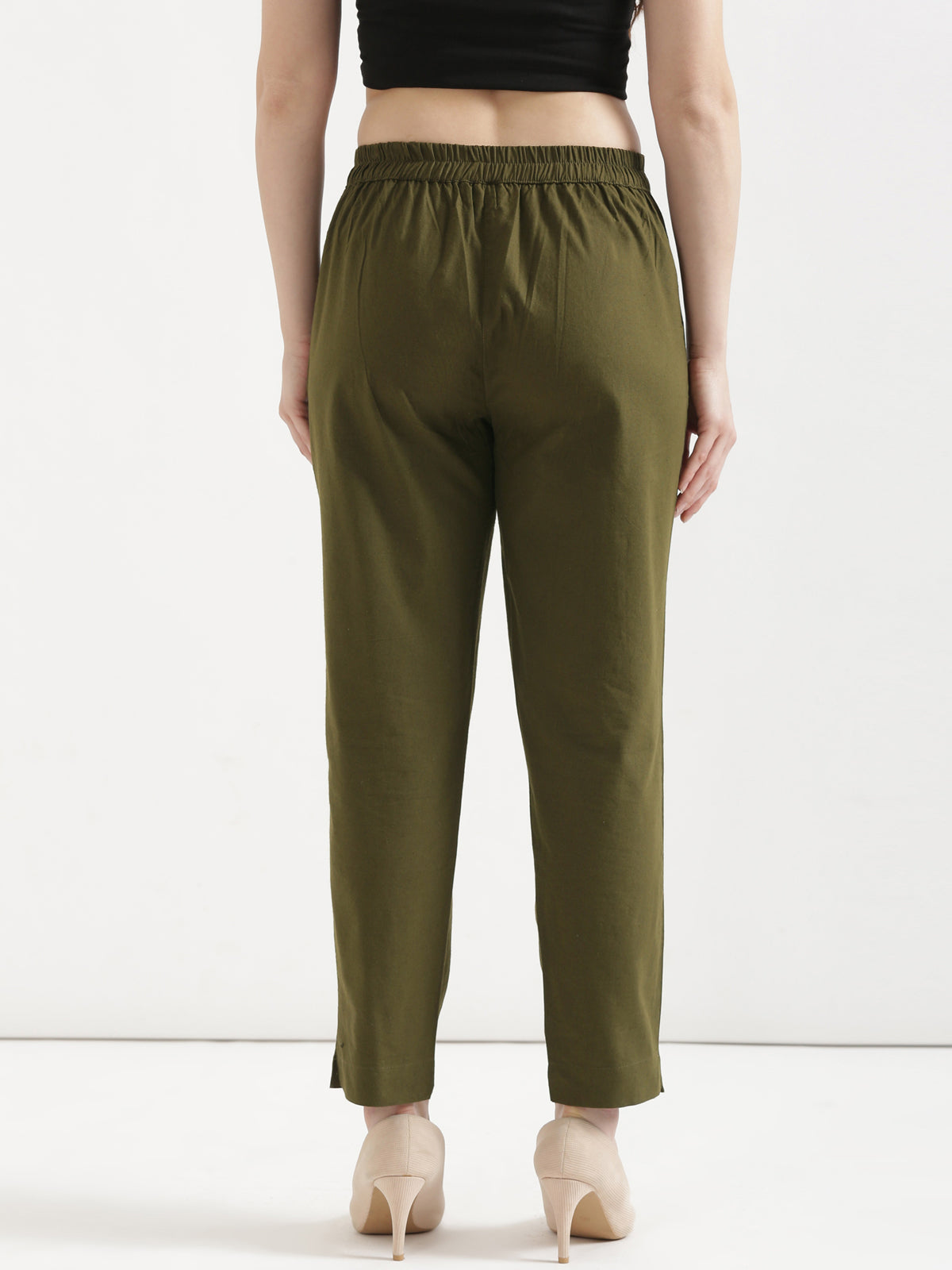 Women Olive Green Cotton Pant