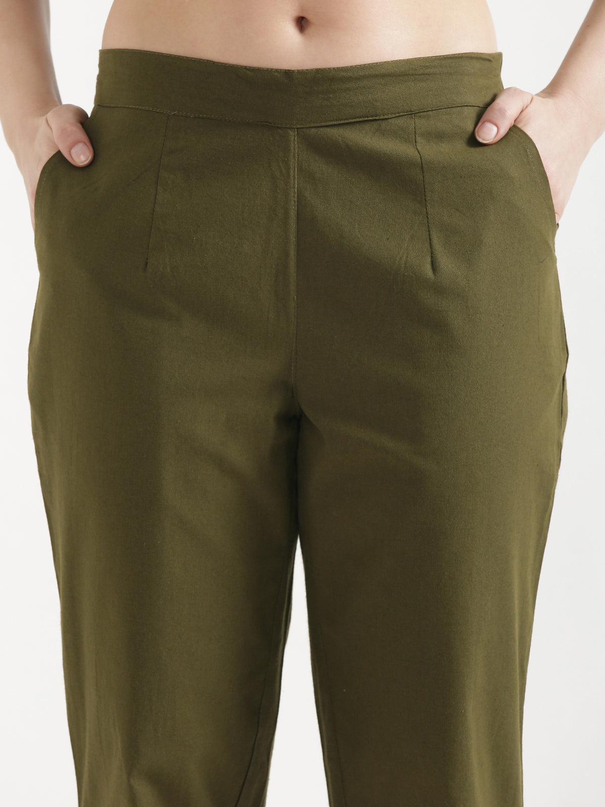 Women Olive Green Cotton Pant