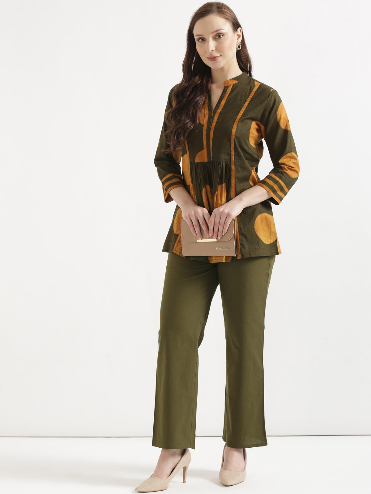 Women Olive Green Wide Leg Pant