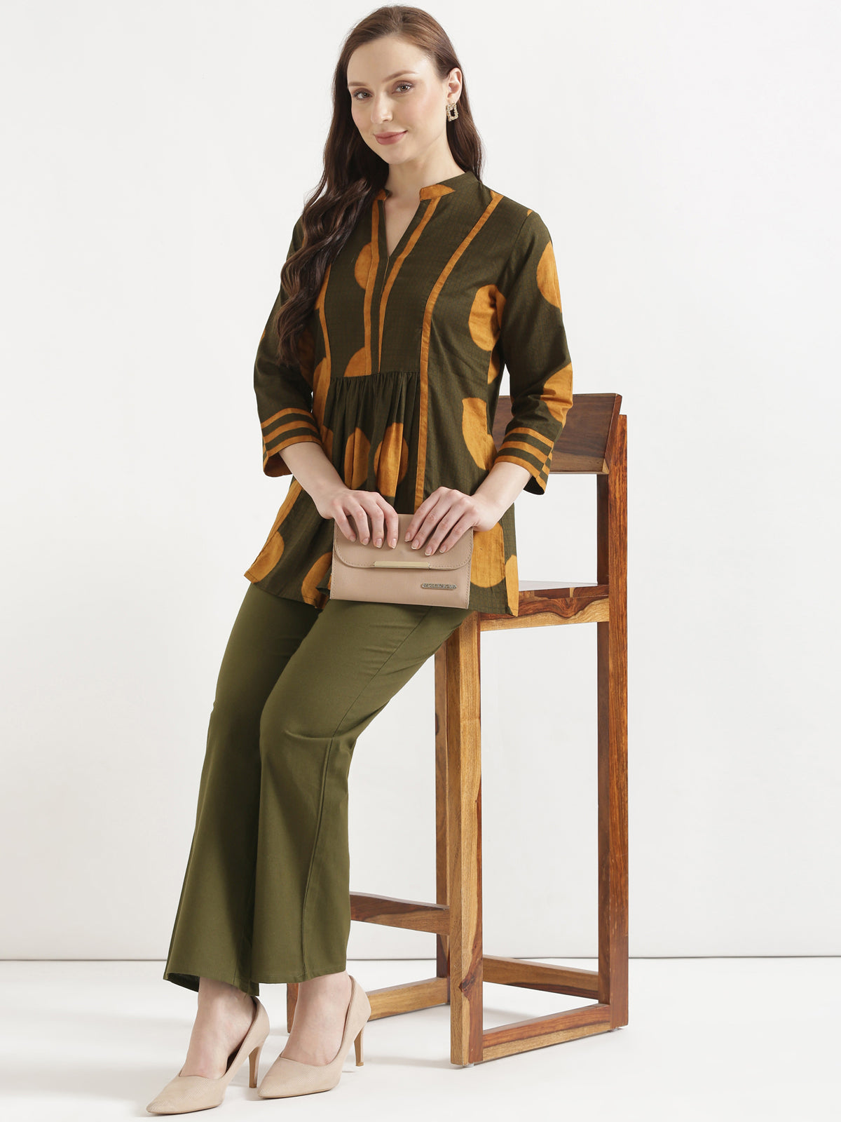 Women Olive Green Wide Leg Pant