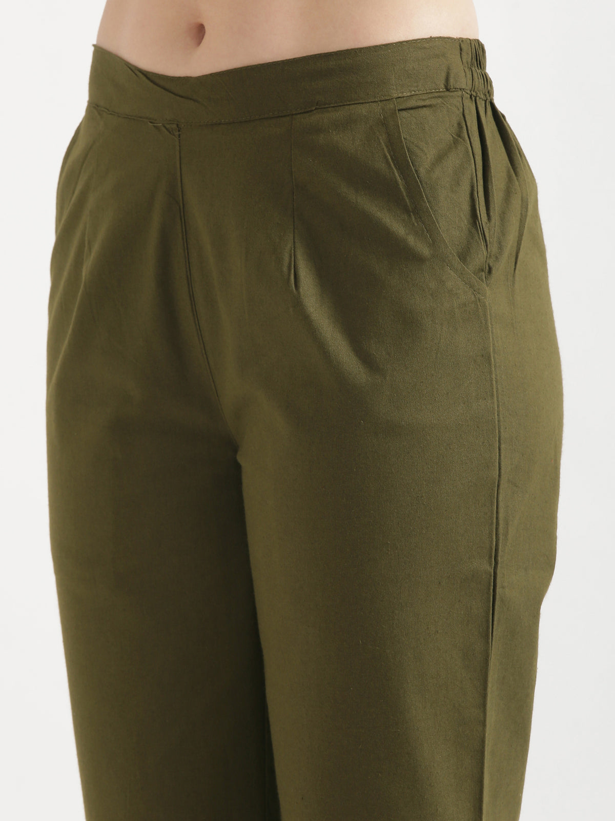 Women Olive Green Wide Leg Pant