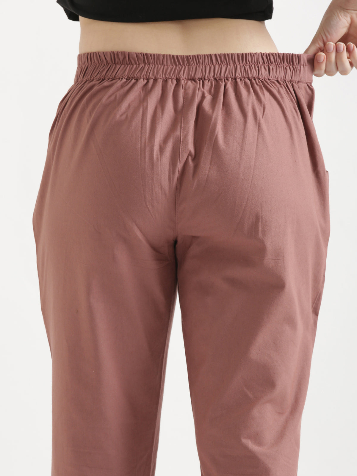 Women Rose Taupe Cotton Pant