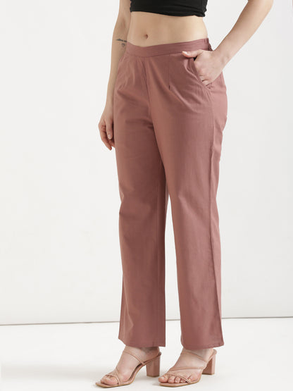 Women Rose Taupe Wide Leg Pant