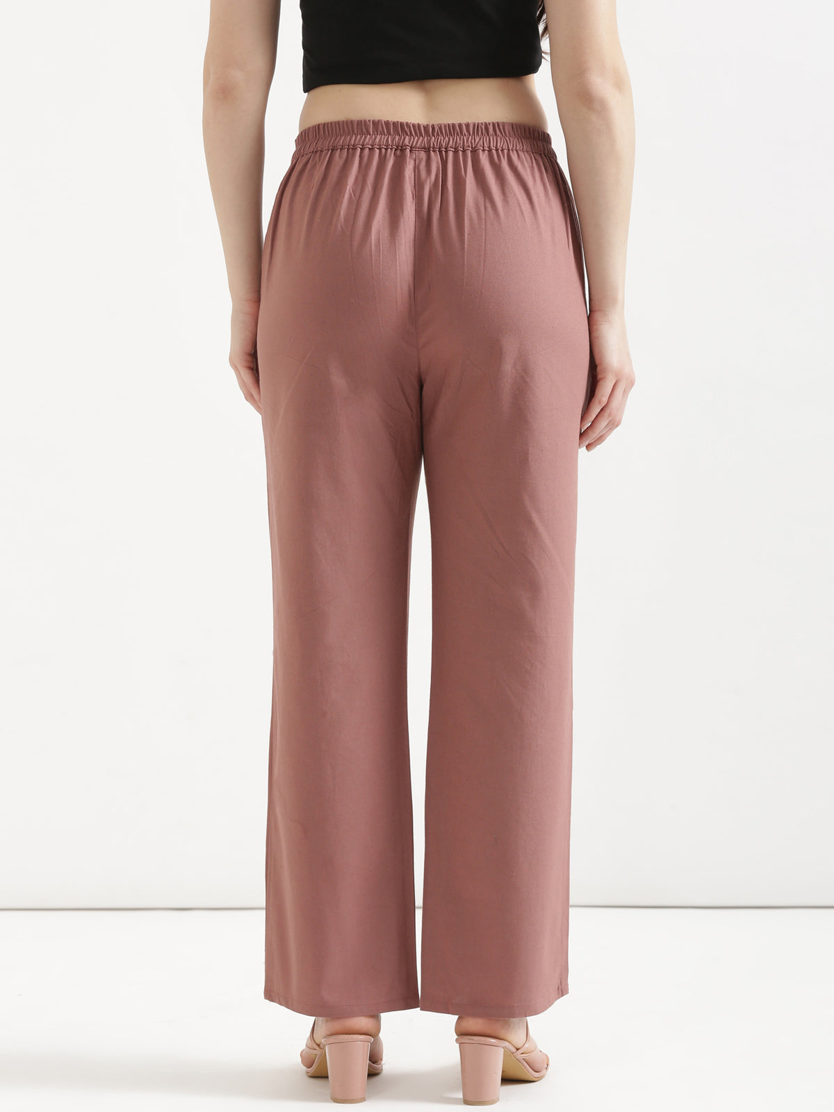 Women Rose Taupe Wide Leg Pant