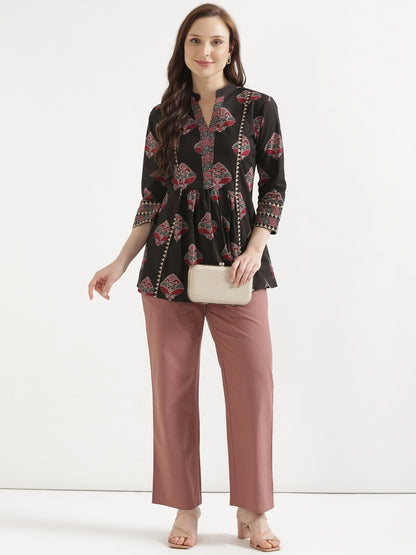 Women Rose Taupe Wide Leg Pant