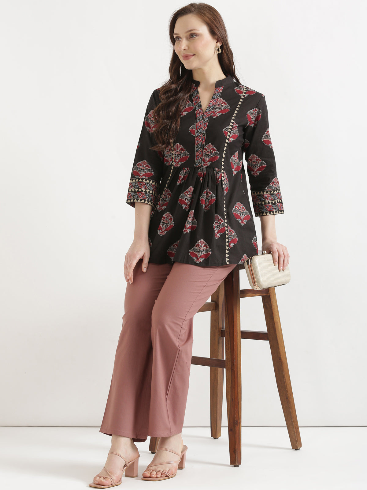 Women Rose Taupe Wide Leg Pant