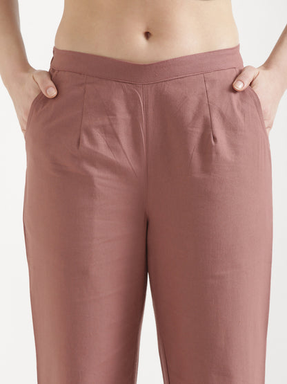 Women Rose Taupe Wide Leg Pant