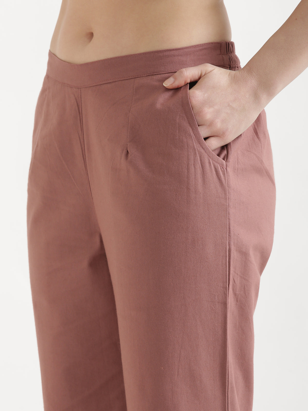 Women Rose Taupe Wide Leg Pant