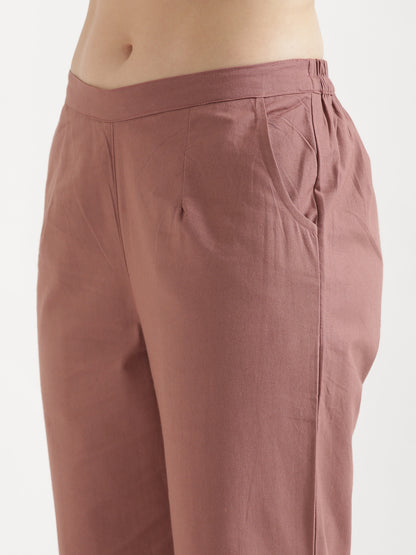 Women Rose Taupe Wide Leg Pant