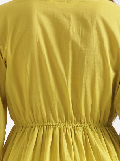 SUTRA Lemon Yellow Handwork Cotton Short Top