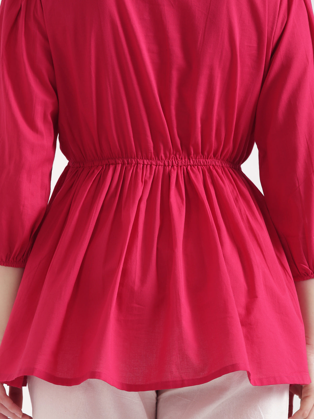 SUTRA Paradise Pink Handwork Cotton Short Top