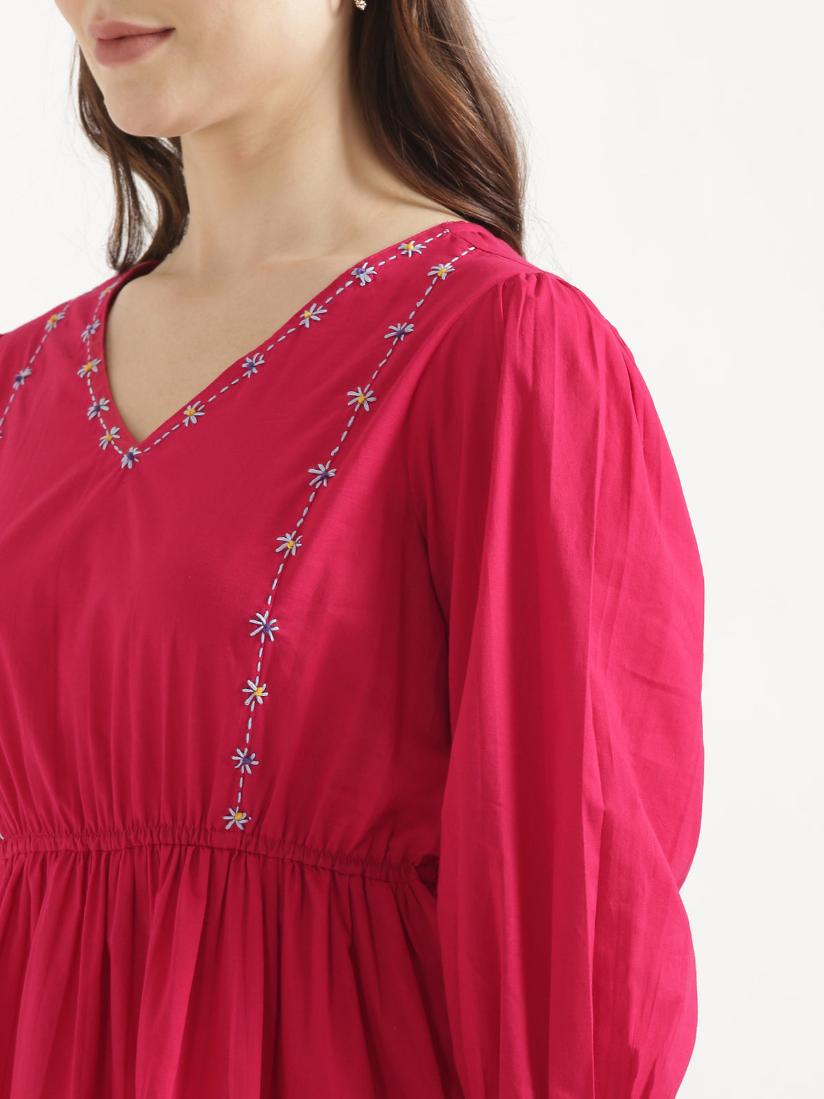 SUTRA Paradise Pink Handwork Cotton Short Top