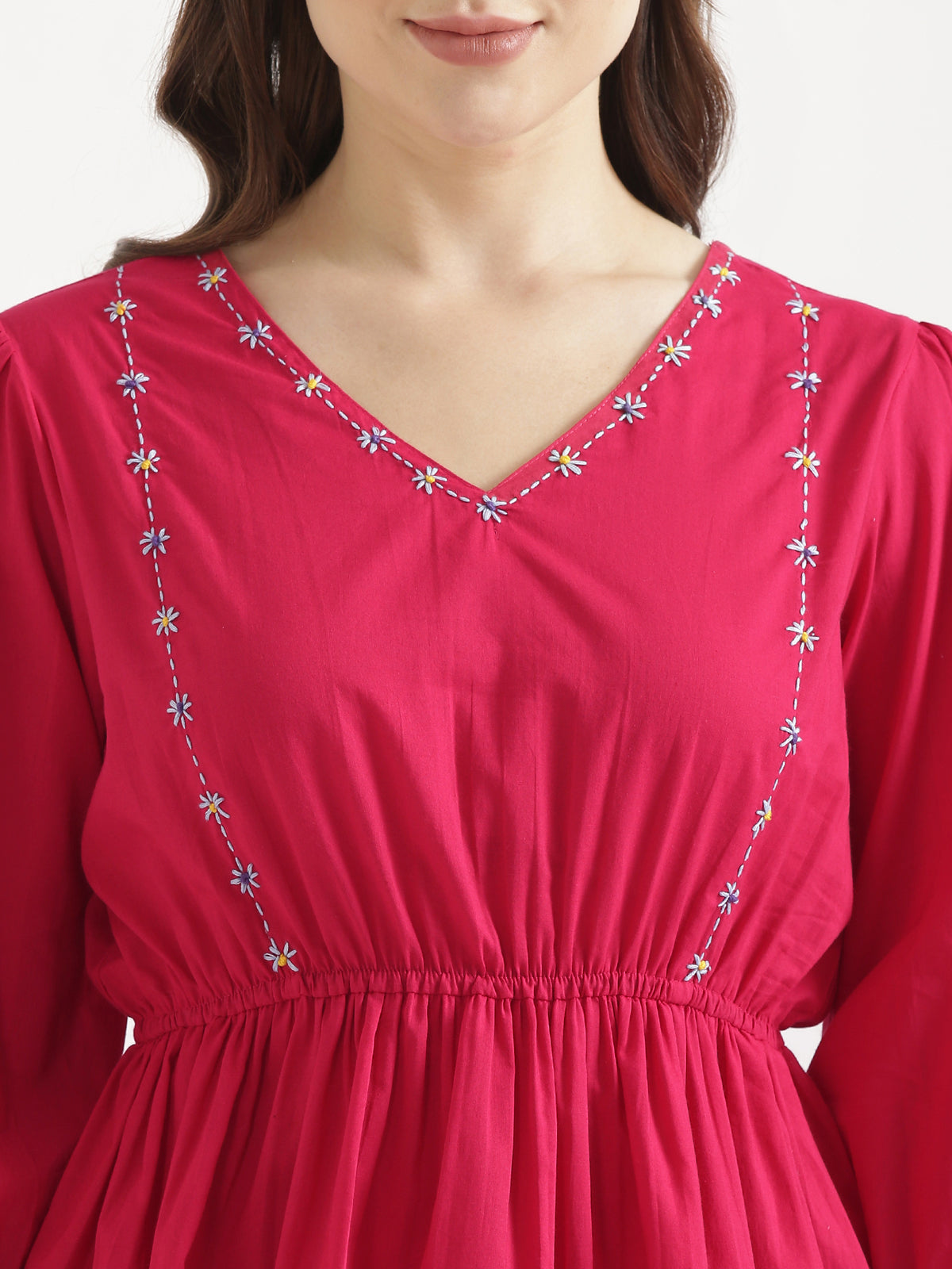 SUTRA Paradise Pink Handwork Cotton Short Top