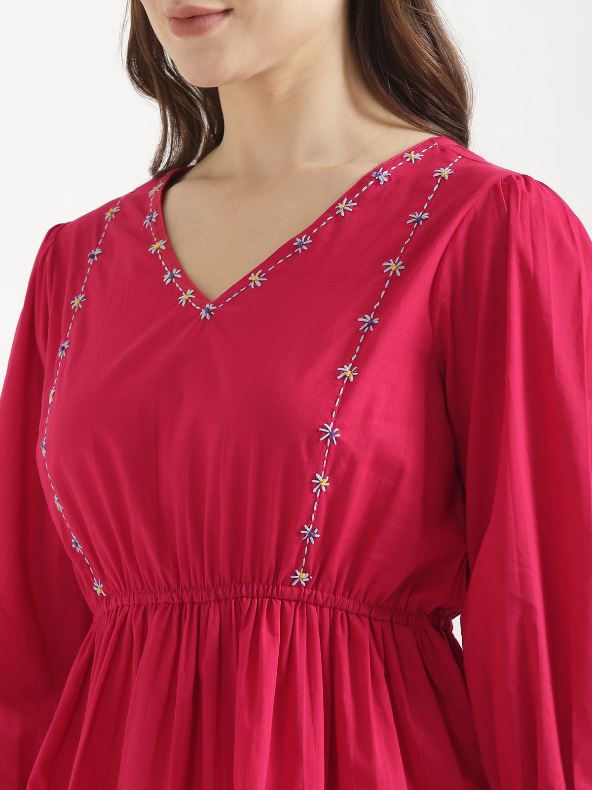 SUTRA Paradise Pink Handwork Cotton Short Top