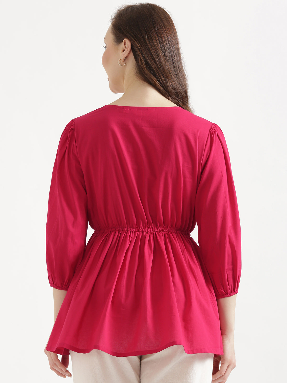 SUTRA Paradise Pink Handwork Cotton Short Top