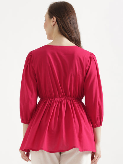 SUTRA Paradise Pink Handwork Cotton Short Top