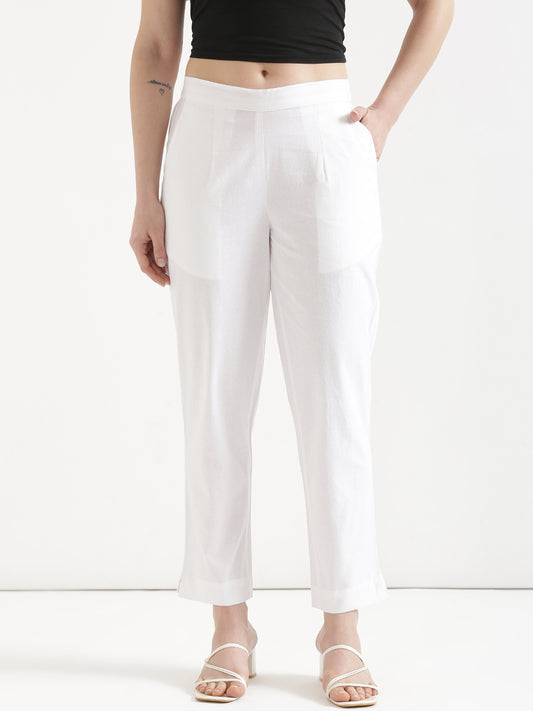 Women White Cotton Pant