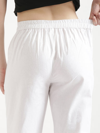 Women White Cotton Pant