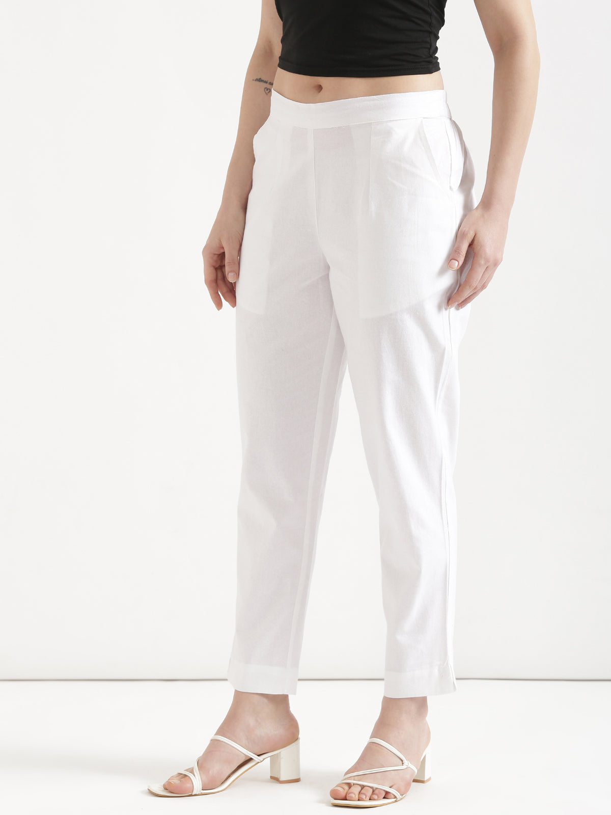Women White Cotton Pant