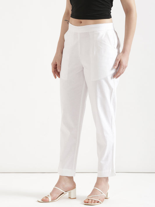 Women White Cotton Pant