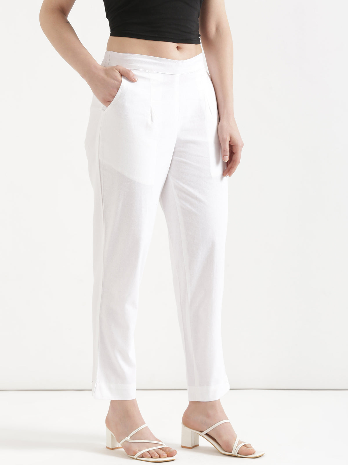 Women White Cotton Pant