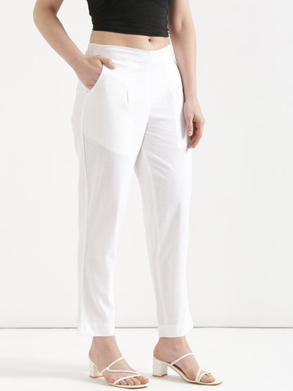 Women White Cotton Pant