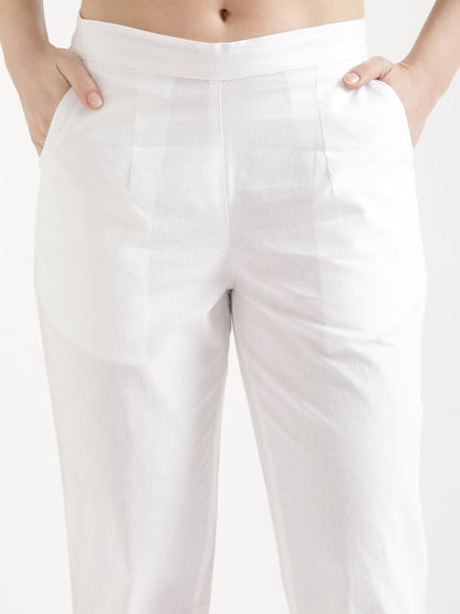 Women White Cotton Pant
