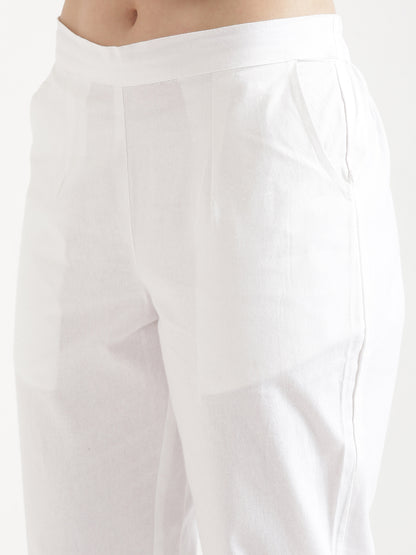 Women White Cotton Pant